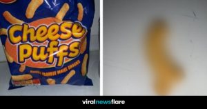 A bag of Aldi crisps or chips with one crisp appearing phallic-shaped