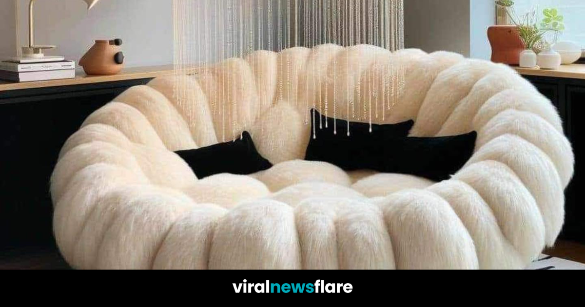 The Fluffy Cloud Bed's overhanging light canopy, casting a serene glow and adding an enchanting touch to the dreamy atmosphere, perfect for unwinding in celestial comfort