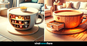 Vintage-inspired teacup-shaped coffee table with ornate detail