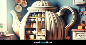 A teapot-style pantry nestled in a modern kitchen, showcasing efficient storage solutions and adding character to the space.
