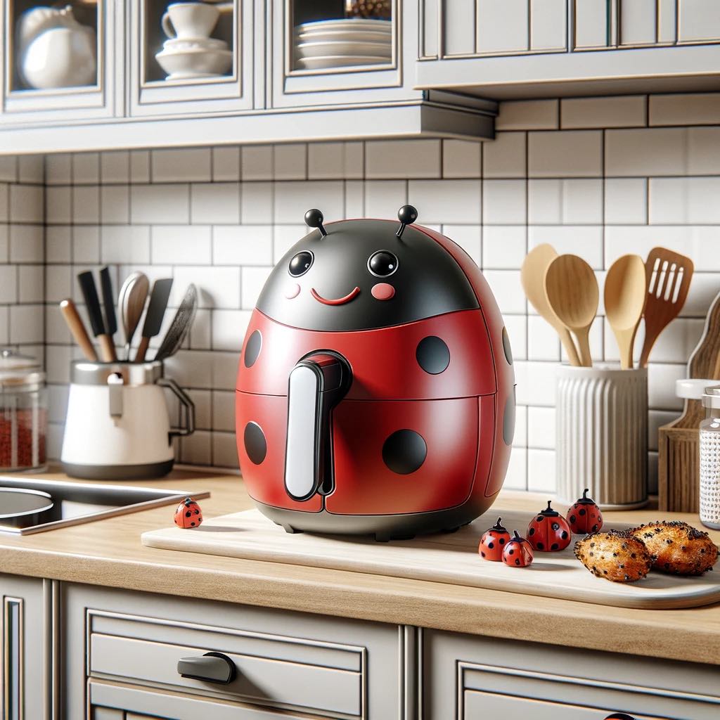 An adorable red ladybird air fryer that's a whimsical countertop companion.