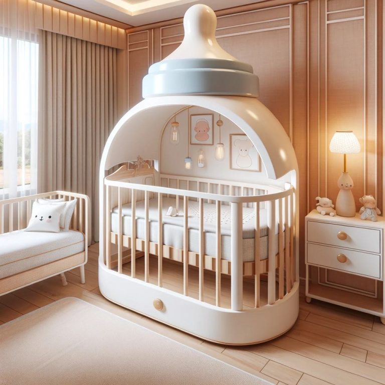 Crib with baby