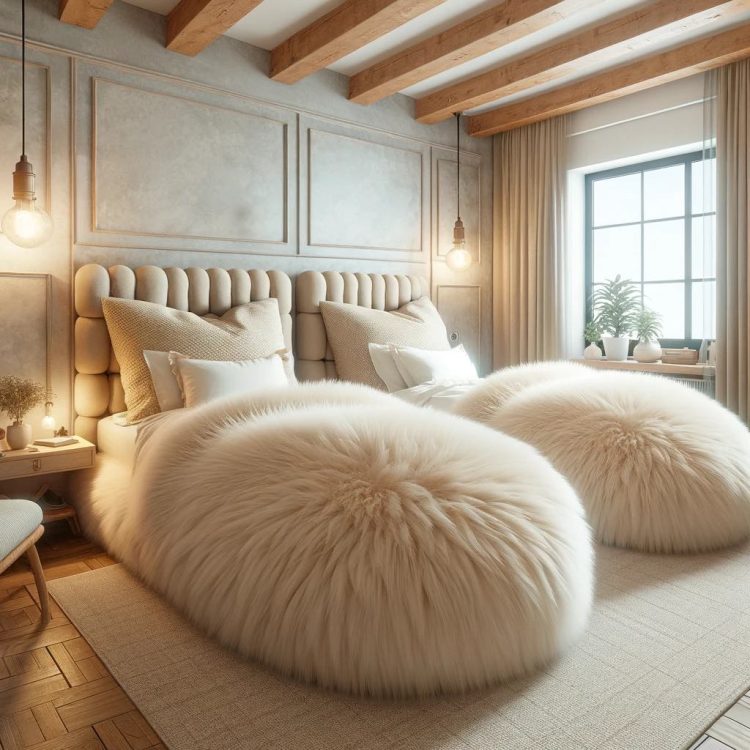 A rustic bedroom design featuring snug slipper-shaped beds, bringing together homely comfort and charming simplicity.