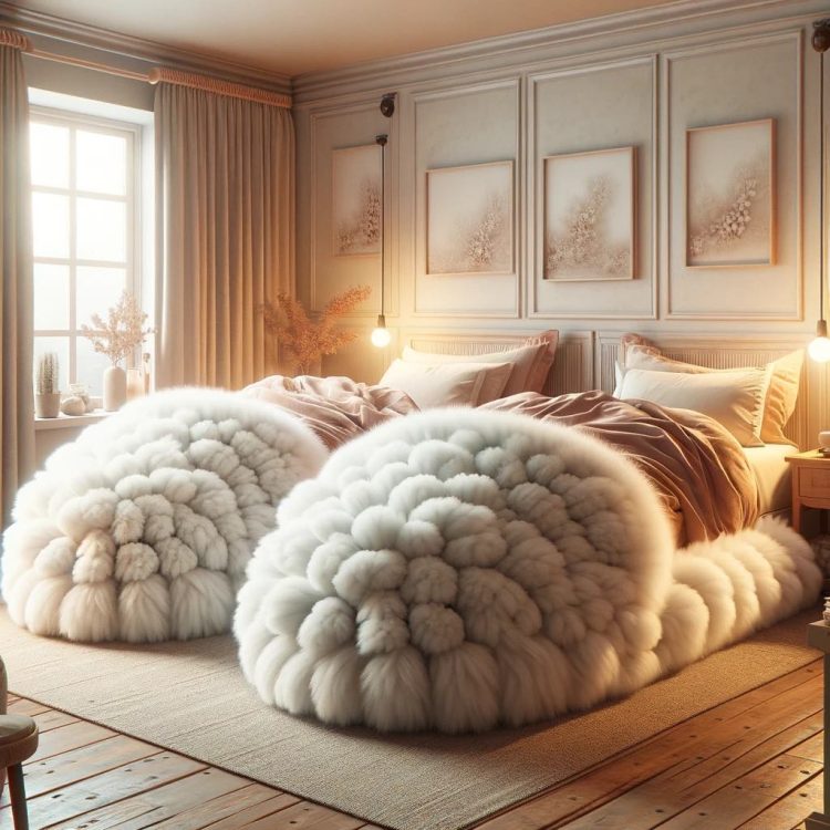 A classic bedroom setting featuring slipper-style beds, combining traditional comfort with a timeless aesthetic.
