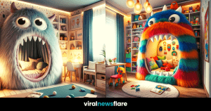 A collection of children's reading nooks designed to resemble friendly monsters, each with its own unique and playful style.