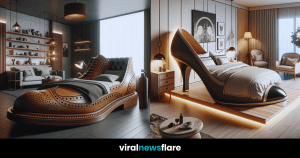 An assortment of innovative shoe-shaped beds that seamlessly blend playful whimsy and stylish comfort, creating a striking statement in any bedroom.