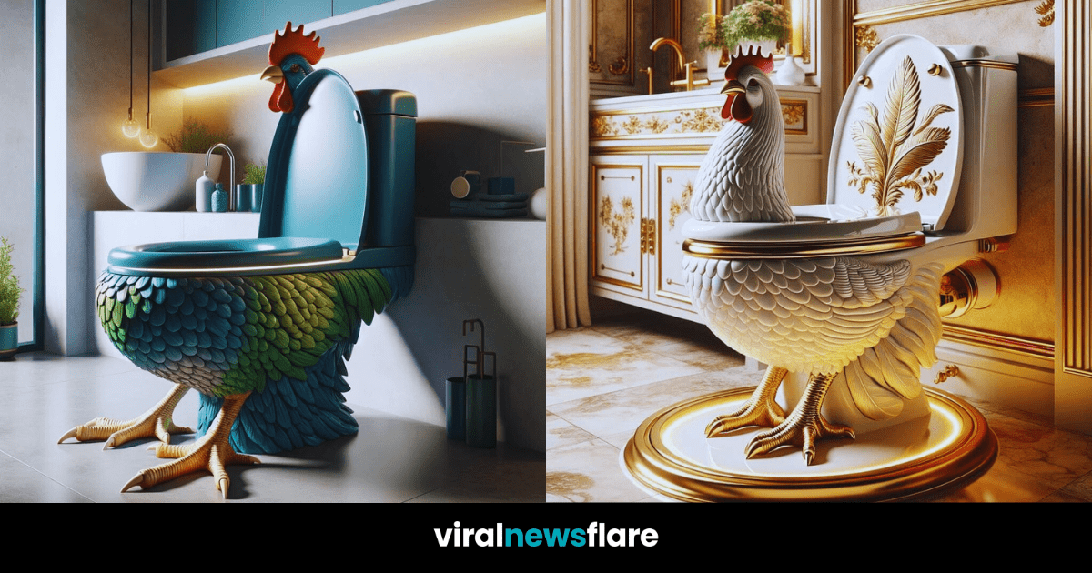 A collection of luxurious, chicken-themed bathrooms showcasing a blend of whimsy and opulence.