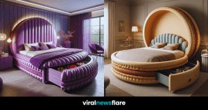 A collage of macaron-inspired beds in various colours representing a luxury bedroom furniture collection