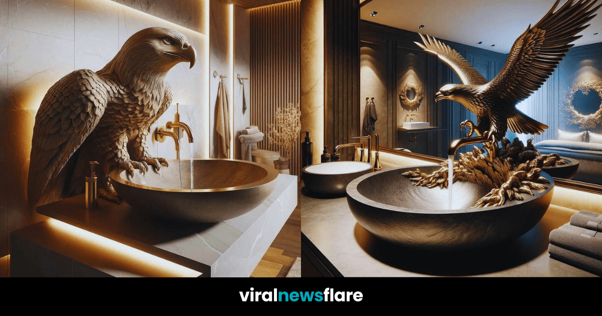 A stunning ensemble of bird-themed bathroom basins showcasing opulence and artistry in interior design