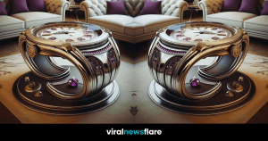 An artistic representation of time in the form of a luxury table designed to resemble a wristwatch, encapsulating the essence of craftsmanship and elegance.