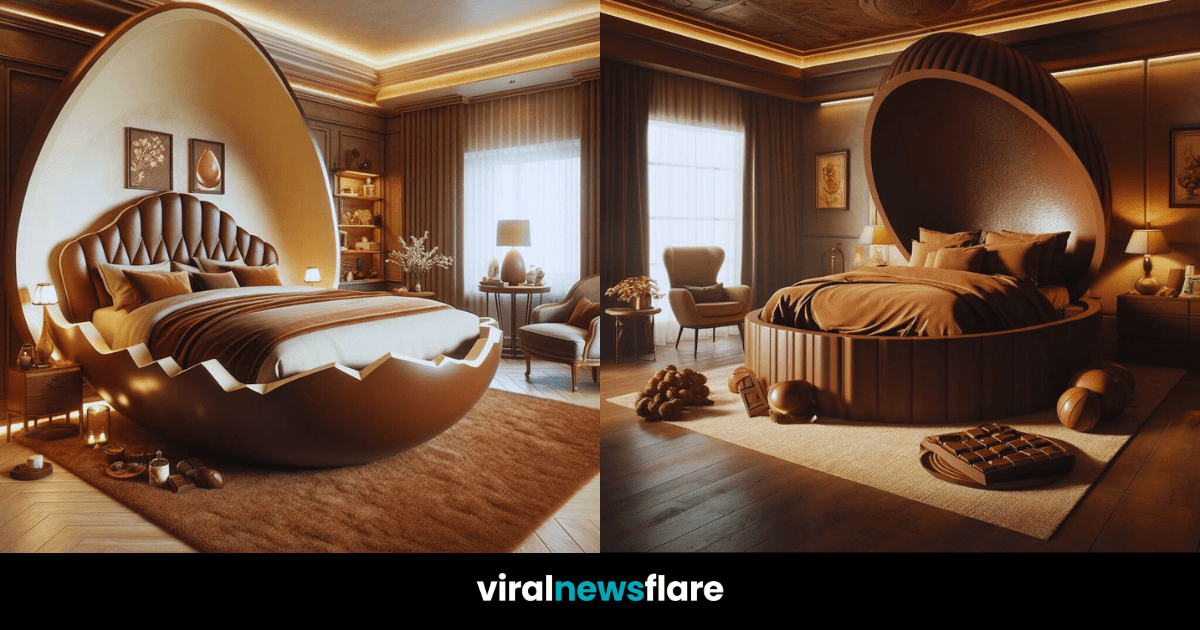 Collage of three luxurious chocolate-inspired bedrooms from the Decadent Bedroom Collection