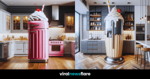 A collection of kitchen designs inspired by various milkshake flavours, showcasing creativity and playful elegance.