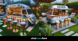 A variety of ice cream bar vans in different designs and colours, each adding a unique charm to outdoor events.