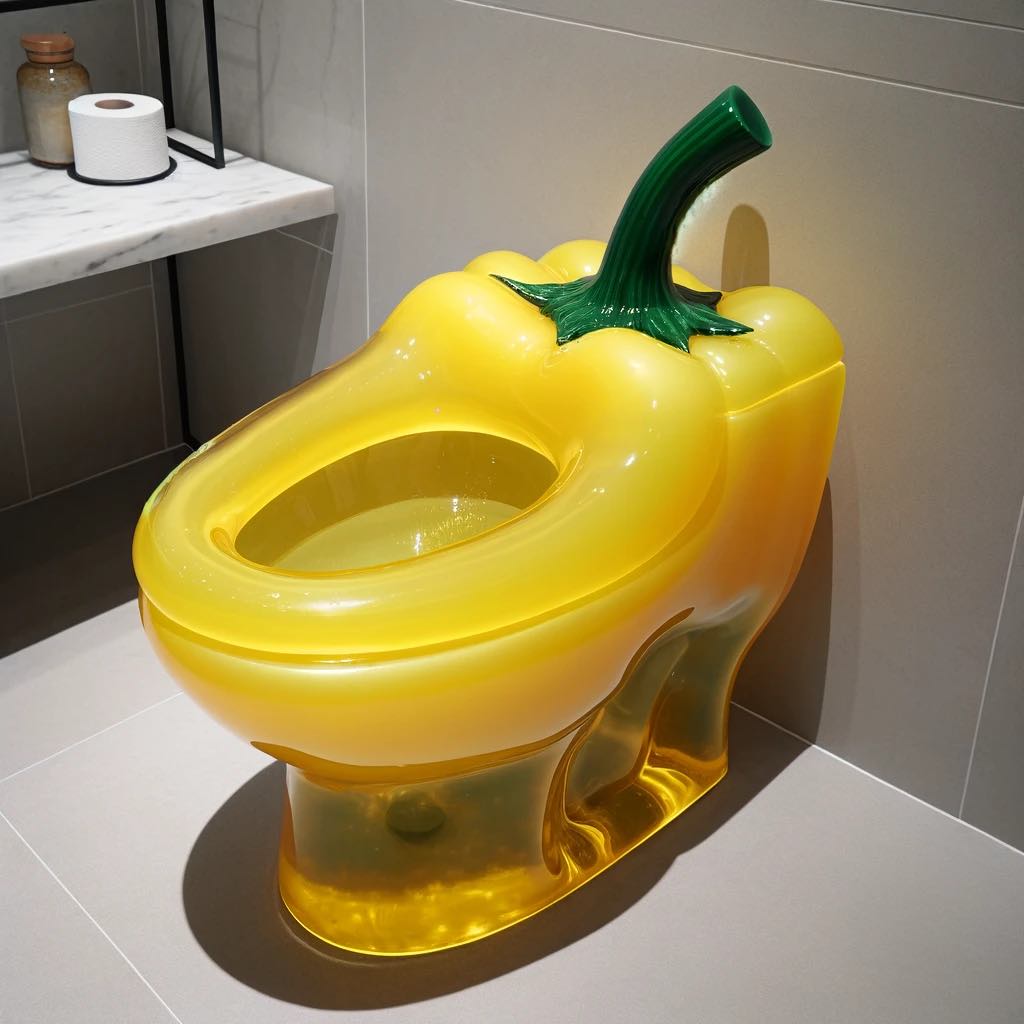 Yellow Chilli Pepper Toilet Adding Brightness to a Bathroom