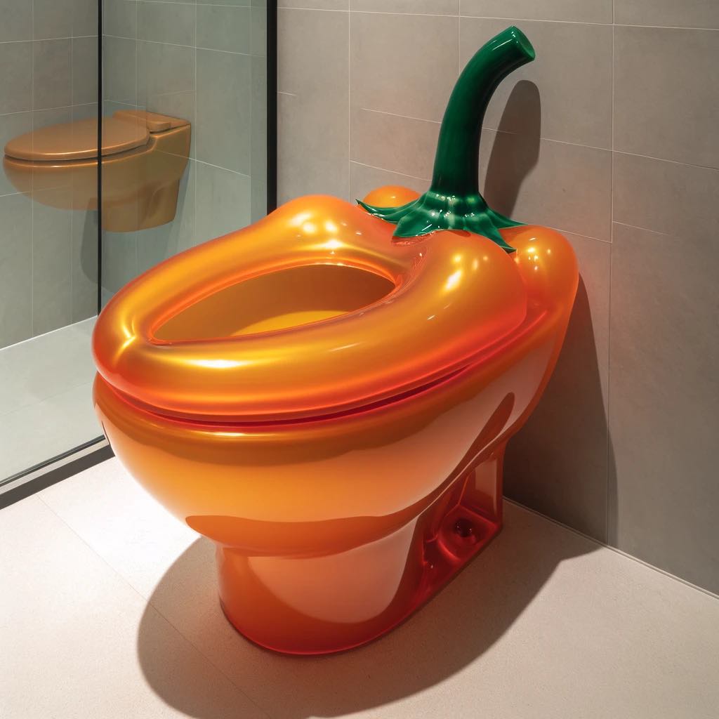 Orange Chilli Pepper Toilet in a Stylish and Modern Bathroom