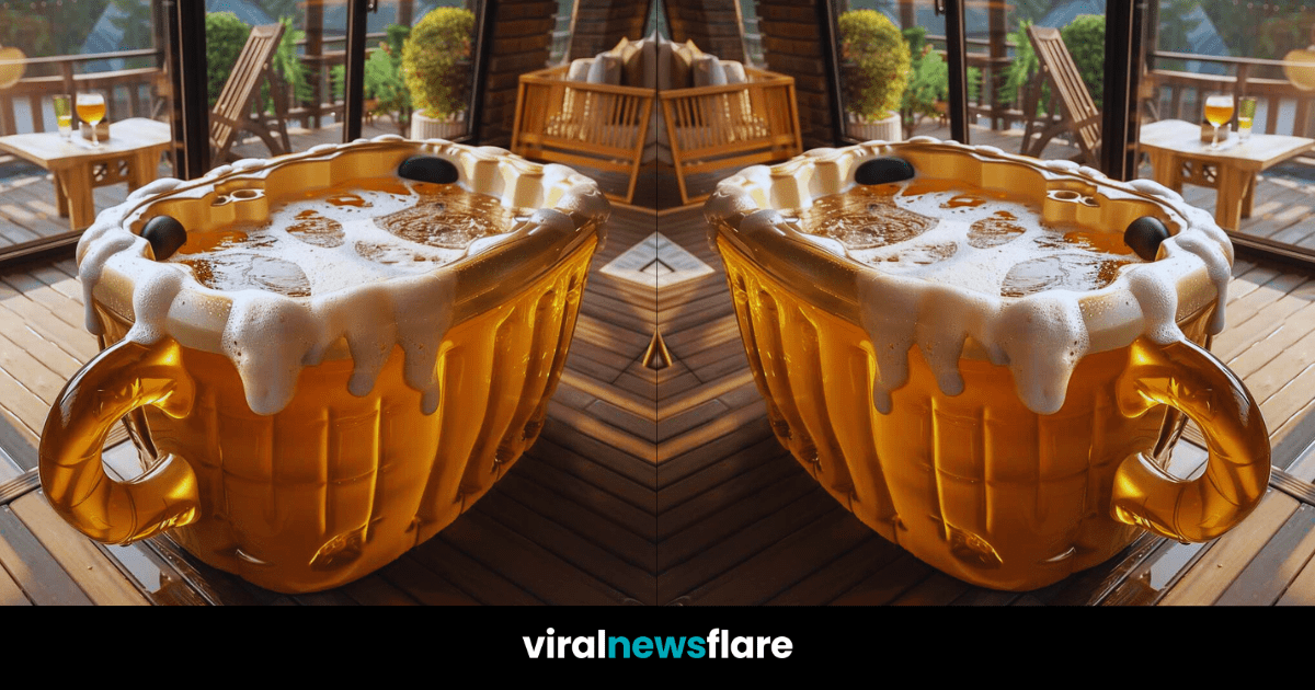 A beer hot tub on a patio, perfect for outdoor relaxation and gatherings