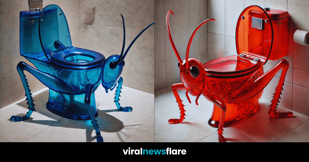 Bug-themed toilets in various colours and designs for a unique bathroom.