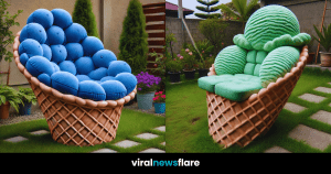 A variety of ice cream-themed chairs in different colours and designs, adding a whimsical touch to decor.