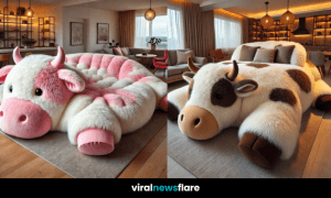 A collection of cow-shaped furniture pieces that add comfort and whimsy to home decor.