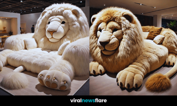 A variety of plush lion sofas showcasing different colours and designs in a stylish interior setting.
