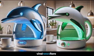 Dolphin-Inspired Electric Kettle in a Modern Kitchen