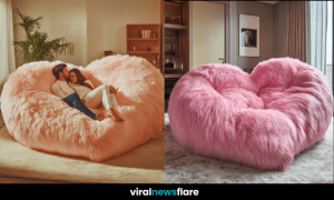 Heart-Shaped Faux Fur Love Seat
