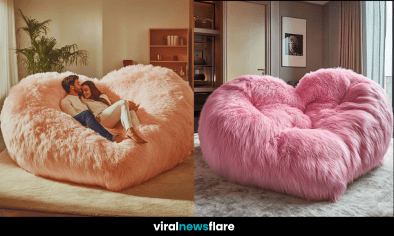Heart-Shaped Faux Fur Love Seat