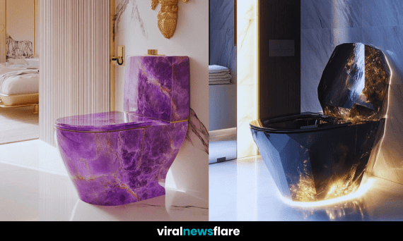 A stunning collection of luxury gemstone toilets in various hues, showcasing opulence and craftsmanship.