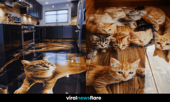 3D Cat Floor Art – A Stunning Interior Design Trend