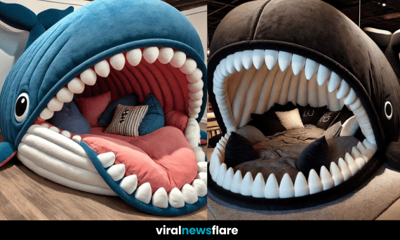 A stunning oversized whale mouth sofa with plush seating, making a unique statement piece for home decor