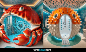 A beautifully designed underwater-themed shower featuring marine-inspired aesthetics and luxury fixtures.