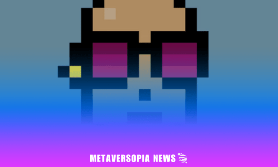 Pixelated NFT avatar with sunglasses, featuring Metaversopia News branding, symbolising the latest Web3 and NFT market developments.