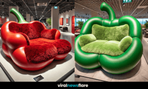 A collection of uniquely designed sofas inspired by fruits and vegetables, featuring bold colours and plush textures.