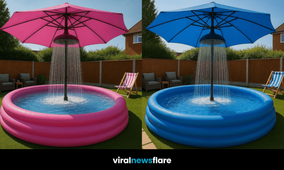 Inflatable Umbrella Pool with Waterfall Shower Feature