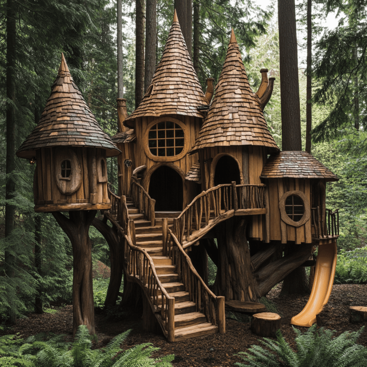 Magical Rustic Treehouses for Outdoor Play