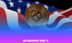 A Bitcoin coin standing in front of the American flag, representing U.S. crypto policy and digital asset trends – Web3 Weekly