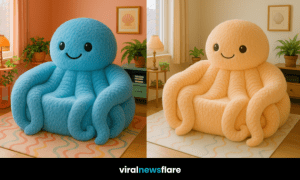 Vibrant plush octopus armchairs in lilac, turquoise, pink, and peach in modern interiors