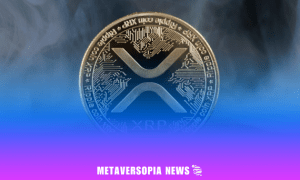 Web3 Weekly: Close-up of XRP cryptocurrency coin with digital circuit pattern and Metaversopia News branding in the background
