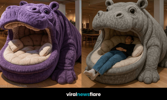 ollection of oversized hippo-shaped daybeds in various colours with plush seating