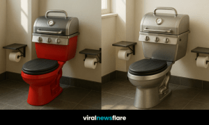 Collection of colourful and metallic BBQ-style novelty toilets in modern bathrooms