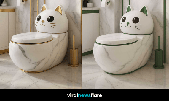 Elegant marble toilets shaped like cats in multiple accent colours for luxury bathrooms