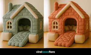 Cosy oversized quilted house lounger in muted purple with cushioned ramp and pillows, perfect for modern interiors.