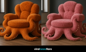 Bold octopus armchair design in vibrant colours blending comfort with marine-inspired creativity