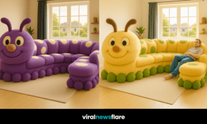 A collection of colourful caterpillar sofas in different shades, perfect for whimsical living rooms.