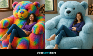 Collection of oversized teddy bear chairs in multiple colours
