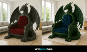 Collection of oversized dragon throne chairs in different colours and styles, showcasing luxury fantasy-inspired statement furniture.