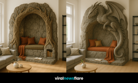Collection of fantasy-inspired alcove reading nooks including dragon, gothic, and tree designs for statement home interiors.