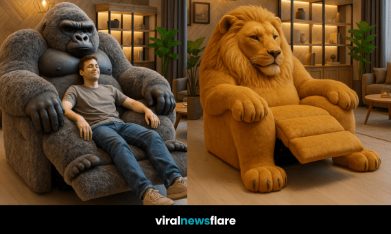 Oversized animal armchair featuring creative animal-shaped design as bold furniture in a stylish modern living room