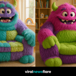 Oversized colourful monster hug chair in a bright family room