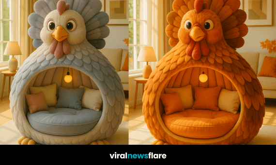 Oversized turkey-shaped reading pods in vibrant colours with soft lighting and cosy seating